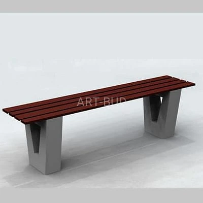 Ławka parkowa betonowa do wkopania z siedziskiem z desek