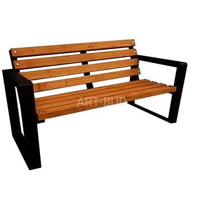 Ławka parkowa stalowo drewniana GRANDE z oparciem długość 175 cm 
