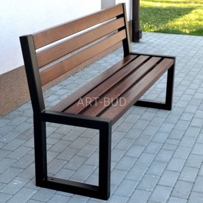 Ławka z oparciem bez podłokietnika stalowo drewniana EXTRA długość 150 lub 180 cm grubość deski 4 cm