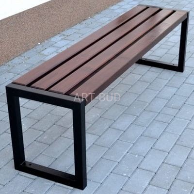 Ławka bez oparcia stalowo drewniana ZUZA długość 150 lub 180 cm grubość deski 4 cm