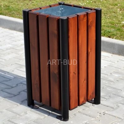 Kosz na śmieci stalowo drewniany  pojemność 32 L  MATI