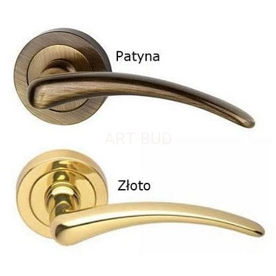 Klamka Miriam VDS rozeta okrągła R1 kolor złoty lub patyna bez dolnej rozety