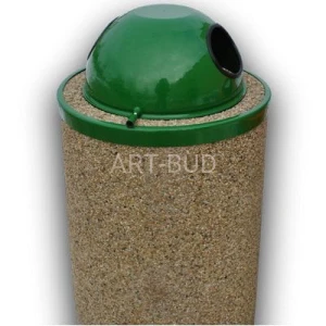 Kosz z betonu płukanego z kopułą stalową  80 l