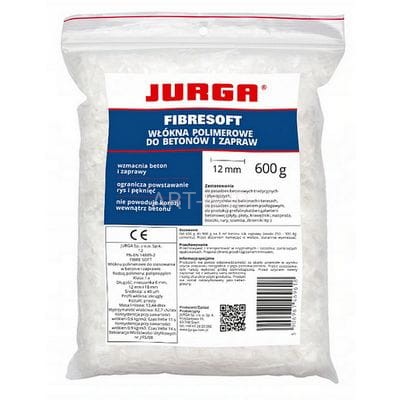 Włókna polimerowe wzmacniające do betonu miękkie 12mm FIBRESOFT worek 600g Jurga
