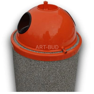 Kosz okrągły beton płukany 40 l z kopułą metalową 