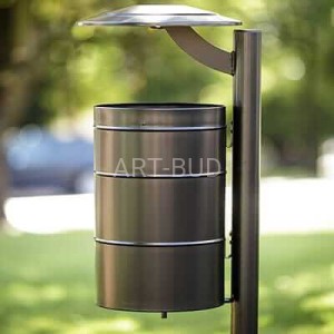 Kosz na śmieci z daszkiem Kosz Miejski II z blachy stalowej z popielnicą 