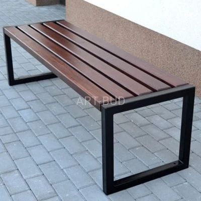 Ławka bez oparcia stalowo drewniana OLIWIA długość 150 lub 180 cm grubość deski 4 cm