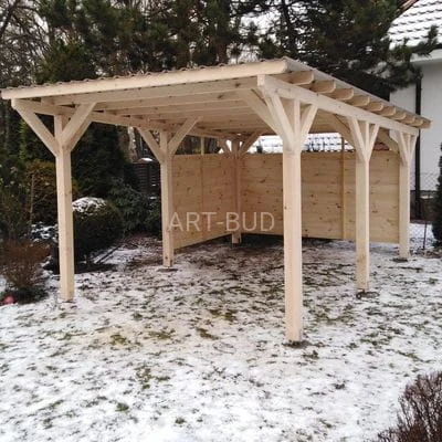 Wiata garażowa drewniana z płaskim dachem krytym blachą Ecco 300x430 cm 