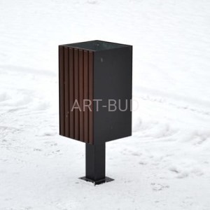 Kosz uliczny na śmieci metalowy drewniany 35L ONE