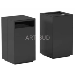 Kosz miejski stalowy na śmieci Square  zakryty lub odkryty