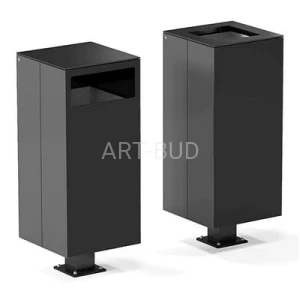 Kosz miejski stalowy na śmieci Square 1  zadaszony lub odkryty