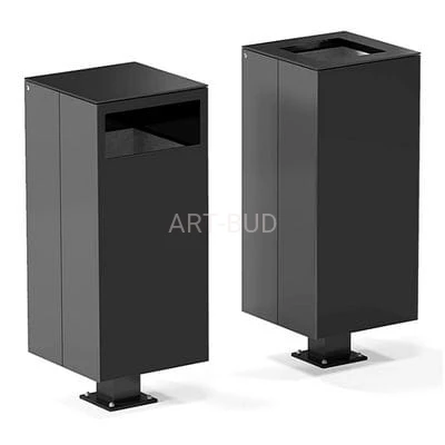 Kosz miejski stalowy na śmieci Square 1  zadaszony lub odkryty