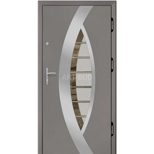 Drzwi zewnętrzne drewniane W3 płycinowe Inox Dallas