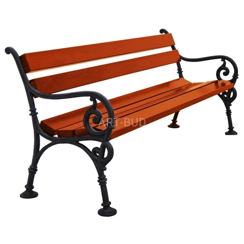 Ławka miejska drewniano-żeliwna Wiedeńska z podłokietnikami 