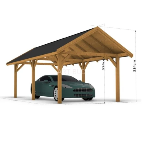 Wiata samochodowa garażowa drewniana STD 3 x 6 m