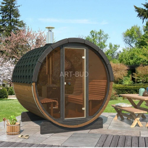 Sauna fińska zewnętrzna Lux Barrelsauna 195 x 200 cm