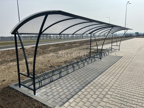 Wiata rowerowa zadaszona poliwęglanem model ZETA