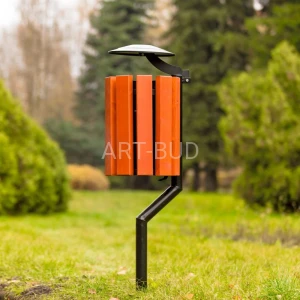 Kosz miejski parkowy stalowo drewniany Gladiator