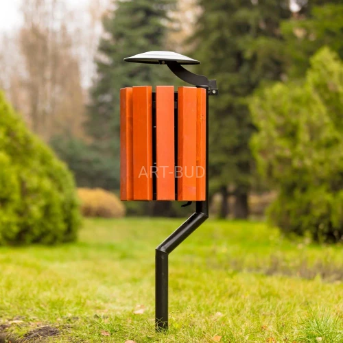 Kosz miejski parkowy stalowo drewniany Gladiator