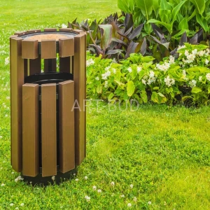 Kosz stojący miejski parkowy stalowo drewniany ARGOS