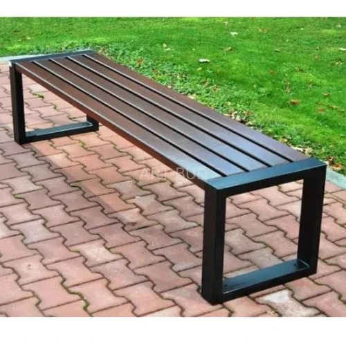 Ławka miejska parkowa drewniano stalowa bez oparcia W179 Terra grubość deski 4 cm