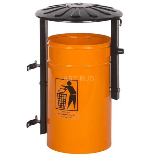 Kosz uliczny zawieszany 35 l z popielniczką w daszku KACPER K-1 PWD 