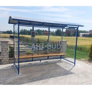 Wiata przystankowa stalowa kryta poliweglanem Omega Lux New