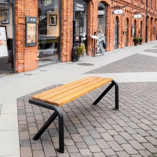 Ławka parkowa drewniano stalowa Lyon bez oparcia