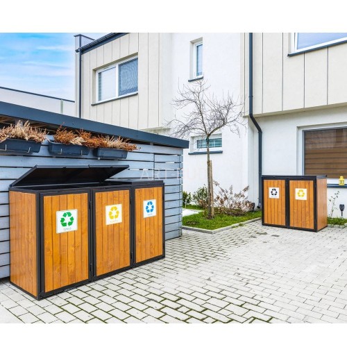 Wiata śmietnikowa na 2 lub 3 pojemniki kosze 120l do segregacji odpadów Herakles