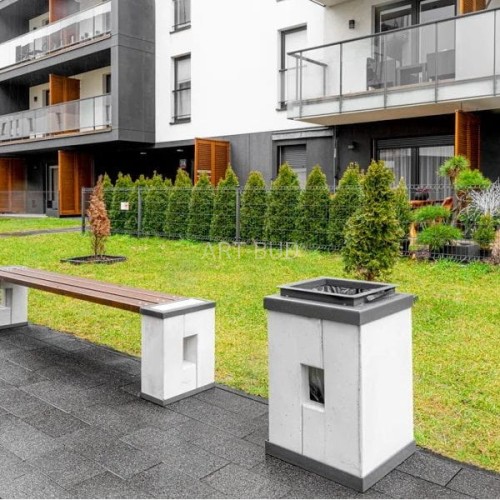 Kosz na śmieci miejski betonowo stalowy z kołnierzem 40 l Roma