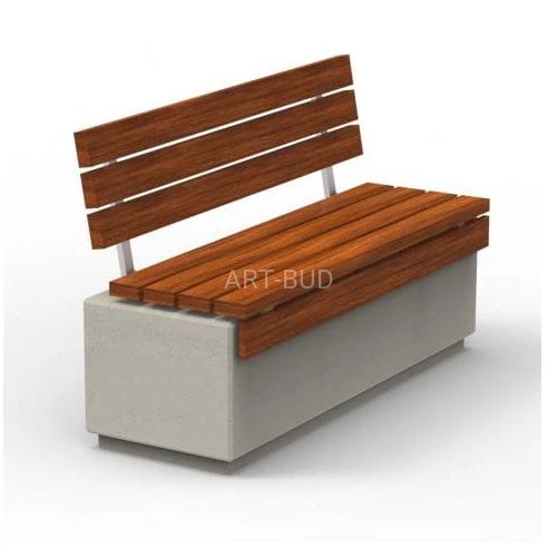 Ławka betonowo drewniana z oparciem RELAX 3.0 DECO 150 drewno Egzotyk