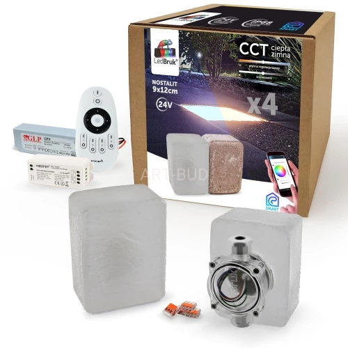 Kostka brukowa świecąca Nostalit zestaw  4x + sterownik + zasilacz  LedBruk