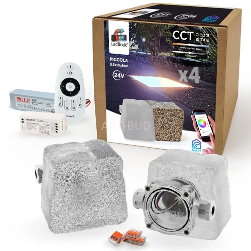 Kostka brukowa świecąca 4x zasilacz sterownik Piccola Duża  LedBruk