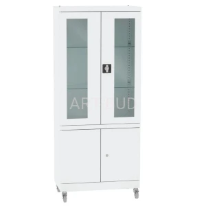 Szafa lekarska z kółkami metalowa  szkło hartowane 