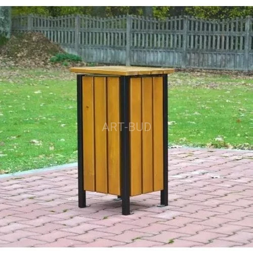 Kosz na śmieci z drewnianą klapką daszkiem  poj 35-65-90 l