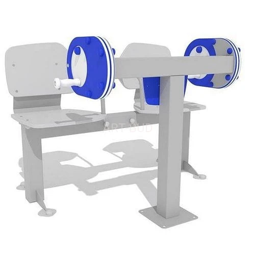 Siłownia plenerowa dla seniorów zestaw podwójny ławka z młynkiem 