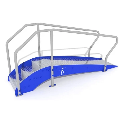 Ścieżka z poręczami schodami i pochylnią rehabilitacja