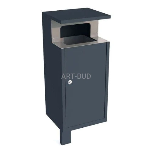 Kosz z daszkiem metalowy mocowany na słupku 80 l w wkładem ocynkowanym Oberon II 