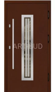 Drzwi zewnętrzne drewniane W1 płycinowe INOX Dallas