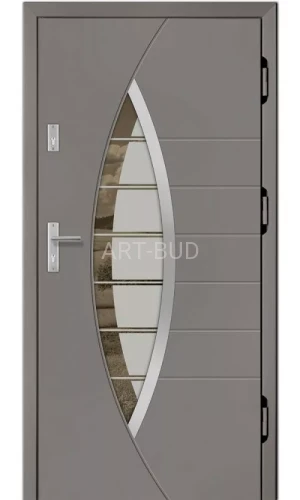 Drzwi zewnętrzne drewniane W25 płycinowe INOX Dallas