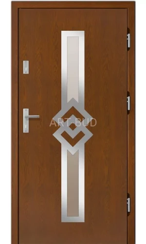 Drzwi zewnętrzne drewniane W24 płycinowe INOX Dallas