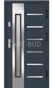 Drzwi zewnętrzne drewniane W57 płycinowe INOX Dallas