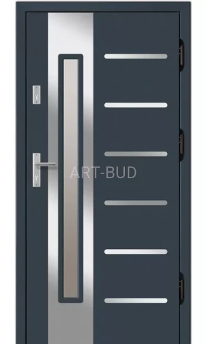 Drzwi zewnętrzne drewniane W57 płycinowe INOX Dallas