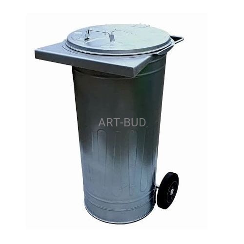 Pojemnik na odpady stalowy ocynkowany  z kółkami 110 l uchwyt grzebieniowy