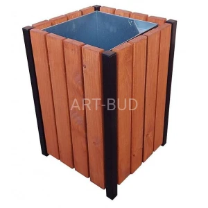 Kosz parkowy miejski na śmieci metalowy drewniany ocynk 45L Karolina