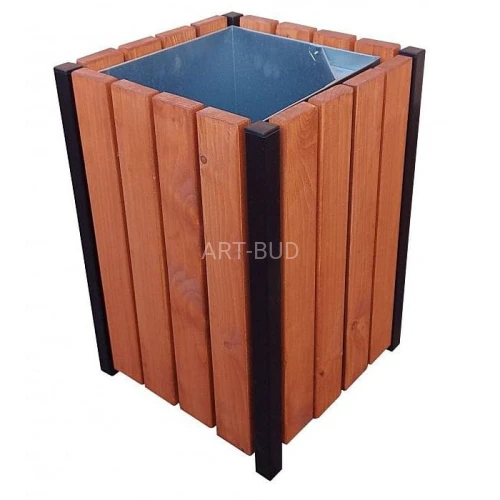 Kosz parkowy miejski na śmieci metalowy drewniany ocynk 45L Karolina