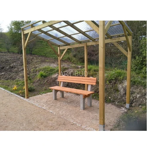 Ławka betonowa do wkopania z oparciem drewnianym Basia ZO