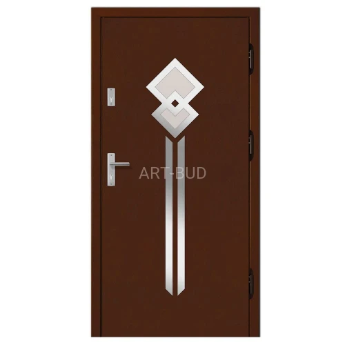 Drewniane drzwi zewnętrzne Inox/czarna szyba gr. 75-100 mm W 028 Dallas