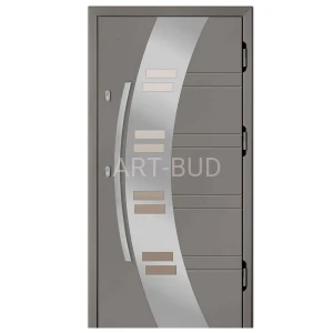 Drzwi zewnętrzne płycinowe typ Inox/czarna szyba gr. 75mm wsp.0.80 W 015 Dallas 