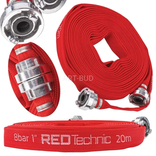 Wąż strażacki parciany do brudnej wody szamba z szybkozłączką 1" 20M 8 BAR RTWS0065 RED TECHNIC